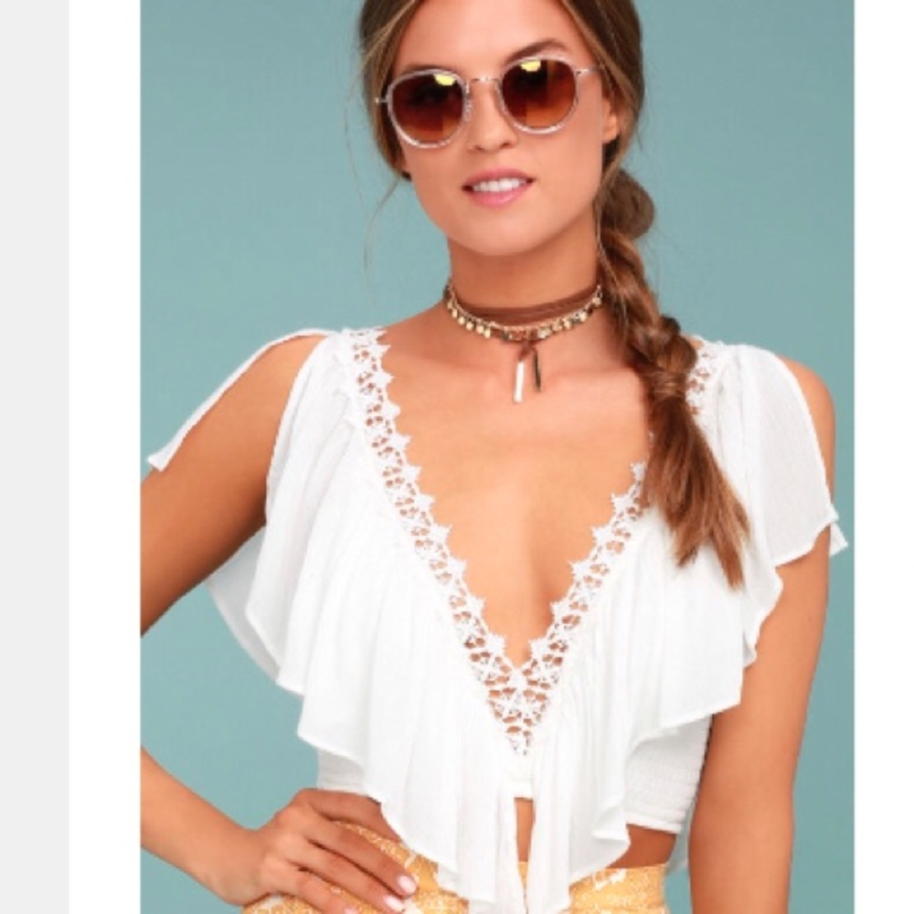 White Lace Crop Top